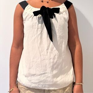Chic White Top with Black Bow
